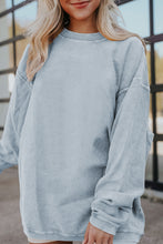 Load image into Gallery viewer, Grey Oversized Sweatshirt | Ribbed Corded Oversized Top
