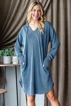 Load image into Gallery viewer, Hooded Dress | Ribbed Long Sleeve Dress
