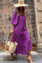 Load image into Gallery viewer, Maxi Dress | Purple Bohemian Puff Sleeve Dress
