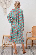 Load image into Gallery viewer, Shirt Dress | Sky Blue Western Geometric Print Split Buttoned
