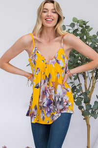 Womens Cami Top | Celeste Full Size Floral V-Neck Cami | Cami Top