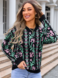 Flower Design Long Sleeve Sweater