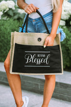 Load image into Gallery viewer, Black Weekend Bag | Black Blessed Printed Vintage Tote Bag
