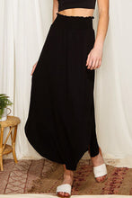 Load image into Gallery viewer, Black Smocked High Waist Maxi Skirt with Slit | Bottoms/Skirts &amp; Petticoat
