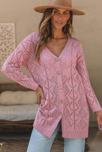 Load image into Gallery viewer, Pink Hollow-out Openwork Knit Cardigan
