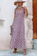 Load image into Gallery viewer, Maxi Dress | Purple Western Geometric Print V Neck Long Dress
