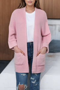 Pink Oversized Fold Over Sleeve Sweater Cardigan | Tops/Sweaters & Cardigans