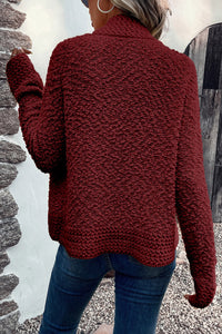 Fiery Red Popcorn Knit Open Front Cardigan