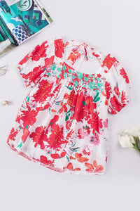 Floral Blouse | Tie Back Square Neck Top