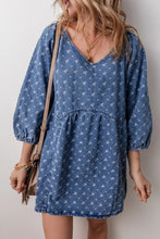 Load image into Gallery viewer, Tied V-Neck Mini Denim Dress
