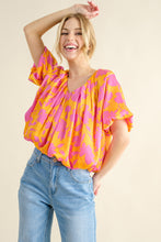 Load image into Gallery viewer, Satin Bubble Hem Top | Full Size Printed Summer Blouse
