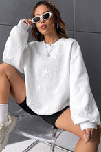 Load image into Gallery viewer, White Star Sweatshirt |  Embossed Drop Shoulder Sweatshirt
