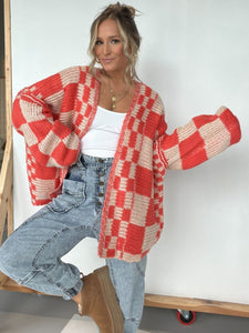 Plaid Open Front Cardigan Sweater