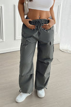 Load image into Gallery viewer, Devine Drawstring Wide Leg Pants with Cargo Pockets
