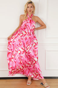 Pink Abstract Swirl Print Halter Maxi Dress | Dresses/Maxi Dresses