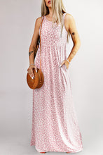 Load image into Gallery viewer, Pink Leopard Print Pocketed Sleeveless Maxi Dress | Dresses/Maxi Dresses
