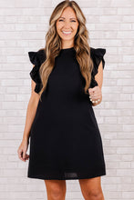 Load image into Gallery viewer, Ruffled Black Dress | Black Keyhole Back Plus Shift
