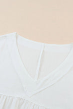 Load image into Gallery viewer, White Frayed V Neck Ruffled Babydoll Blouse | Tops/Blouses &amp; Shirts
