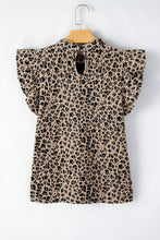 Load image into Gallery viewer, Ruffle Sleeve Top | Khaki Animal Print Blouse
