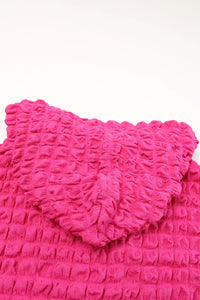 Pink Hoodie | Rose Bubble Textured Waffle Hoodie
