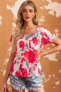 Floral Blouse | Tie Back Square Neck Top