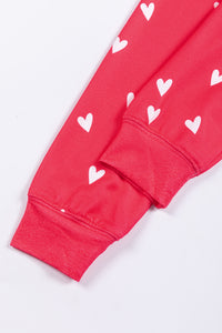 Lounge Set | Fiery Red Heart Print Pants Set