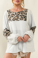 Load image into Gallery viewer, White Leopard Patch Puff Sleeve Textured Blouse | Tops/Blouses &amp; Shirts
