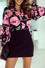 Load image into Gallery viewer, Floral Print Lantern Sleeve Shirt | Tops/Blouses &amp; Shirts
