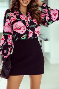 Floral Print Lantern Sleeve Shirt | Tops/Blouses & Shirts