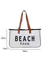 Load image into Gallery viewer, White BEACH PLEASE Print Large Canvas Tote Bag | Shoes &amp; Bags/Handbags
