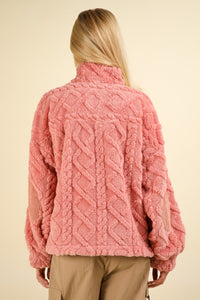 Half Zip Cable Pattern Sweatshirt