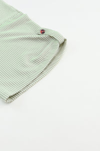 Oversized Top | Green Ribbed Roll-Tab Sleeve Chest Pocket