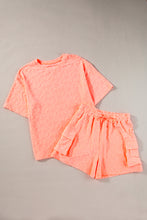 Load image into Gallery viewer, Top &amp; Shorts Lounge Set | Grapefruit Orange Short Sleeve Top Shorts
