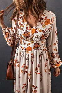 Maxi Dress | Floral V-Neck Long Sleeve