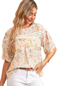 Multicolor Floral Print Wide Ruffle Sleeves Blouse | Tops/Blouses & Shirts