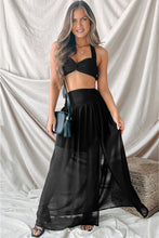 Load image into Gallery viewer, Beach Maxi Skirt | Black High Waist Chiffon Split Beach Skirt
