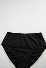 Load image into Gallery viewer, Black Striped Mesh Knotted Hem Tankini Swimsuit | Swimwear/Tankinis
