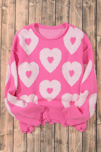 Bonbon Pearl Beaded Heart Drop Shoulder Sweater | Tops/Sweaters & Cardigans