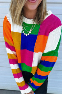 Color Block Round Neck Sweater