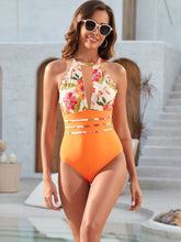 Load image into Gallery viewer, One-Piece Swimwear | Printed Round Neck Sleeveless Swimsuit
