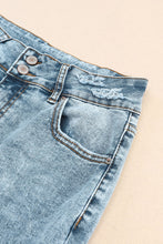 Load image into Gallery viewer, Sky Blue Subtle Ripped Detail Flare Bottom Jeans | Bottoms/Jeans
