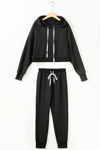 Load image into Gallery viewer, Lounge Set | Black Drawstring Hoodie and High Waist Pants
