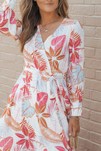 Load image into Gallery viewer, Maxi Dress | Tropical Plant Print Long Sleeve Wrap Dress
