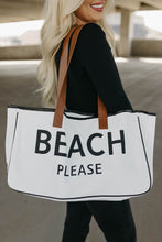 Load image into Gallery viewer, White BEACH PLEASE Print Large Canvas Tote Bag | Shoes &amp; Bags/Handbags
