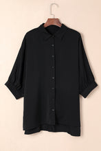 Load image into Gallery viewer, Black 3/4 Puff Sleeve Oversize Shirt | Tops/Blouses &amp; Shirts
