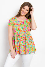 Load image into Gallery viewer, Babydoll Top | Floral Short Sleeve Blouse
