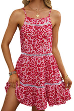 Load image into Gallery viewer, Rose Leopard Print Lace Trim Flared Sundress | Dresses/Mini Dresses
