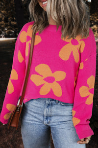 Flower Sweater | Round Neck Long Sleeve Sweater