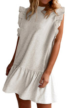 Load image into Gallery viewer, White Flutter Sleeve Crew Neck Shift Dress | Dresses/Mini Dresses
