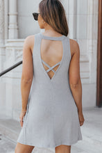 Load image into Gallery viewer, Knit Sleeveless Dress | Gray Crisscross Cut-Out Back Dress
